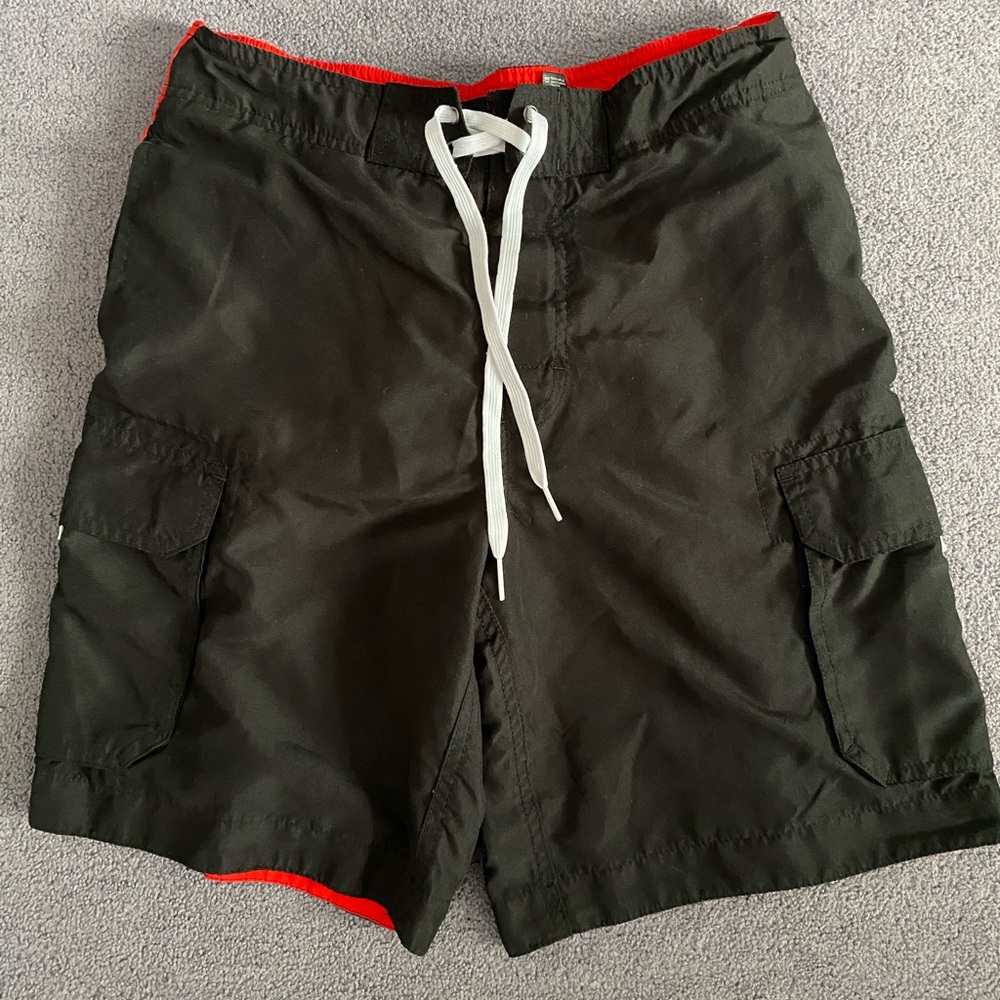 Boys Black and Red Swim Shorts
